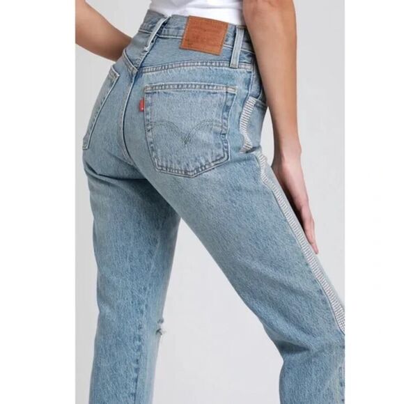 Levi’s Premium 501 High Rize Straight Leg Cropped Diamond In The Rough Size 27 - Picture 13 of 14